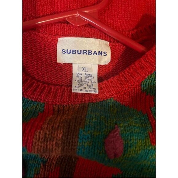 Vintage 90’s Deer Buck Scenic XL Sweater 3D Foilage - Picture 6 of 11